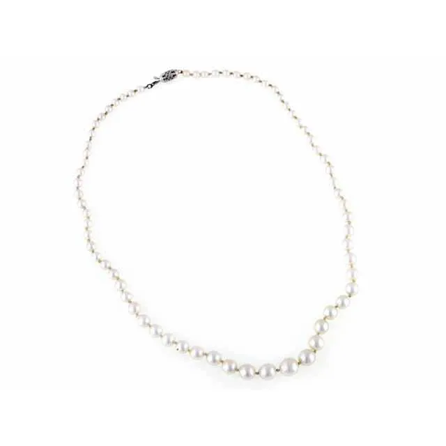 Vintage Necklace Genuine 3-5mm  Pearls W 10K Clasp