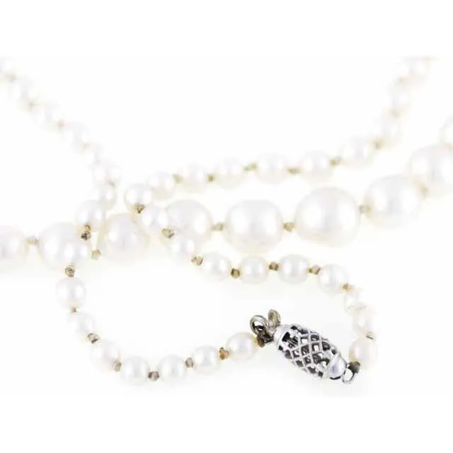 Vintage Necklace Genuine 3-5mm  Pearls W 10K Clasp