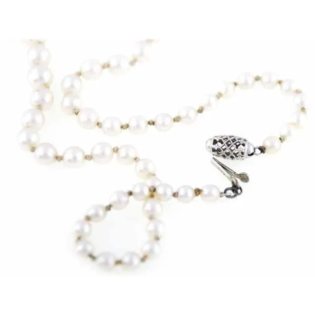 Vintage Necklace Genuine 3-5mm  Pearls W 10K Clasp