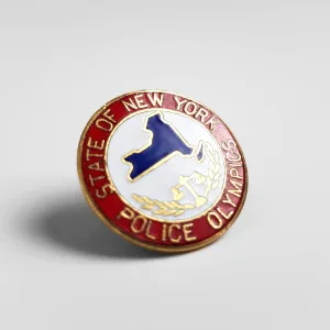 Vintage NY Police Olympics - Enamel Pin Badge - Red/White