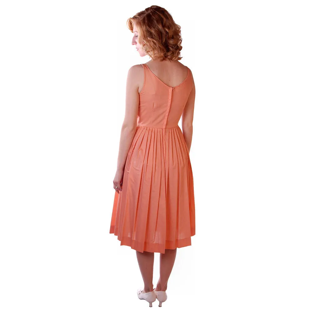 Vintage Peach Cotton Day Dress NWOT 1950S 32-26-Free Peggy Paige