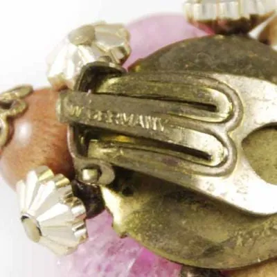 Vintage Pink/Salmon Clip-On Earrings W Germany 1950S