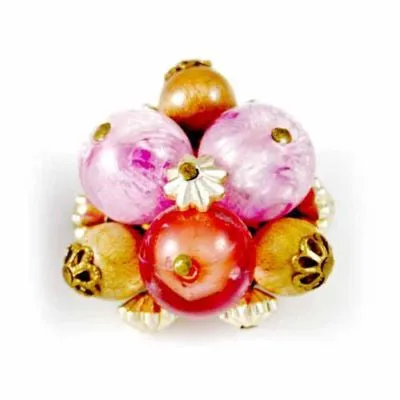 Vintage Pink/Salmon Clip-On Earrings W Germany 1950S