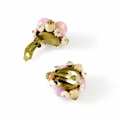 Vintage Pink/Salmon Clip-On Earrings W Germany 1950S