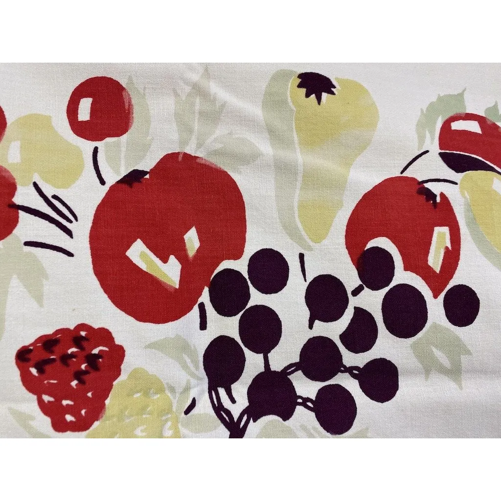 Vintage Printed Cotton  Tablecloth Cherries/Pears/Apples 1940S