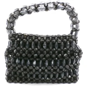 Vintage Purse Gray  Plastic Faceted Beads Handmade Hong Kong 1960S