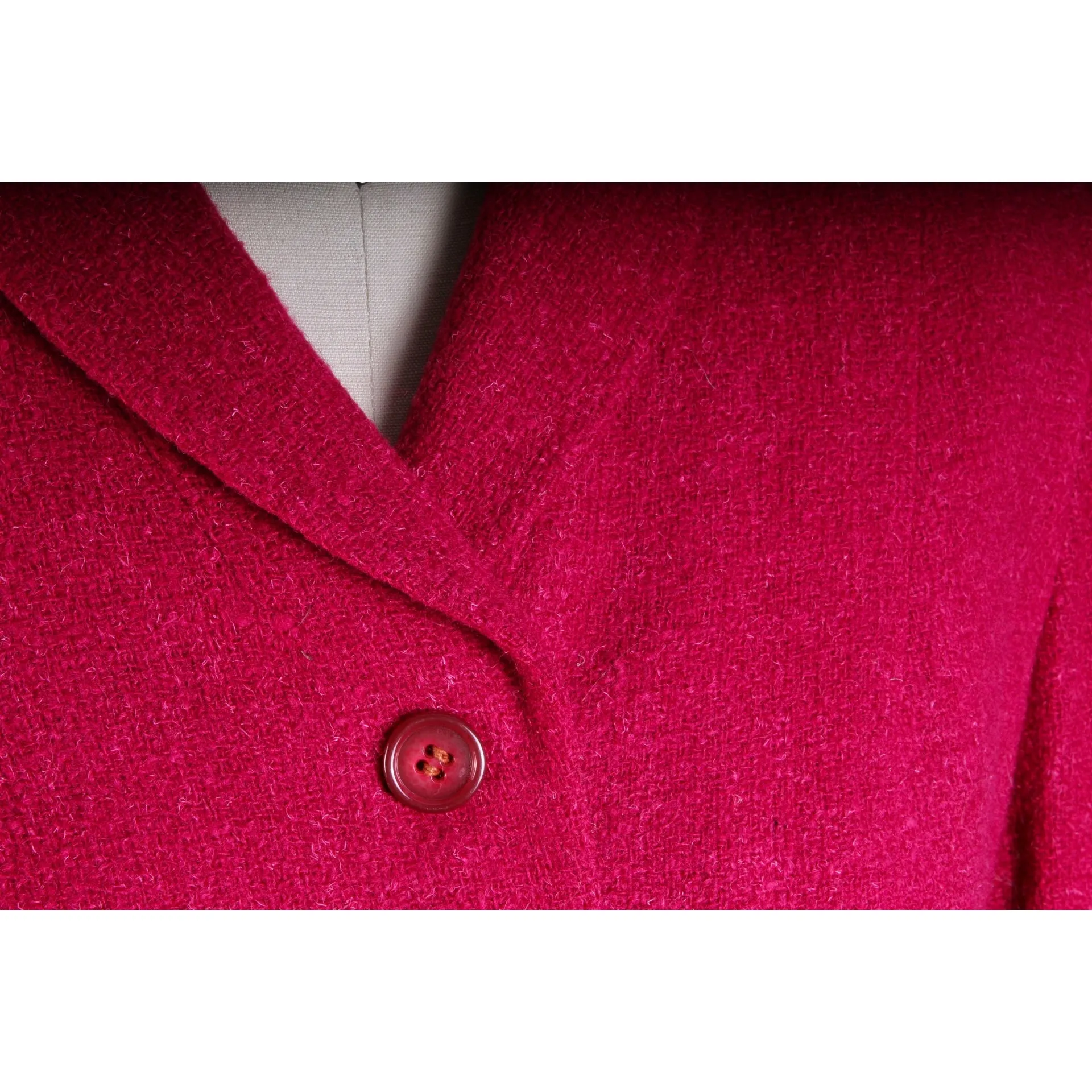 Vintage Raspberry Nubby Wool Fitted 40s 50s  Suit Jacket Small Womens