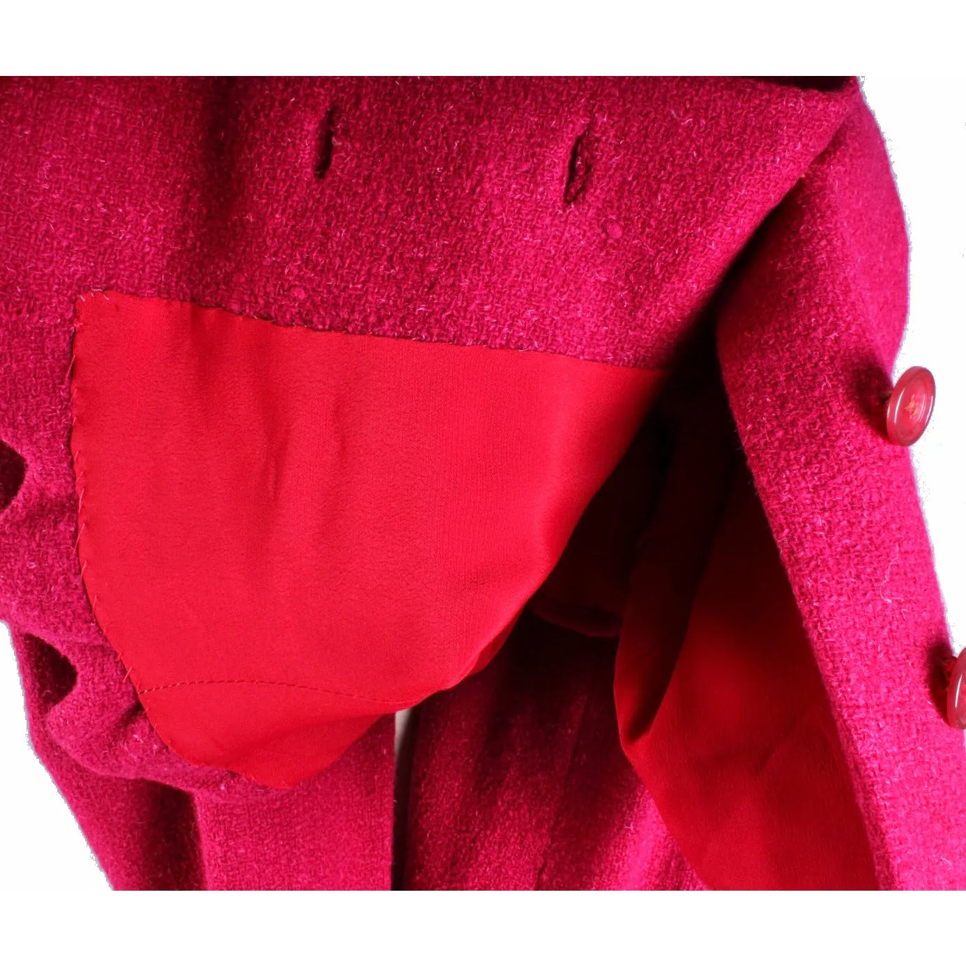 Vintage Raspberry Nubby Wool Fitted 40s 50s  Suit Jacket Small Womens