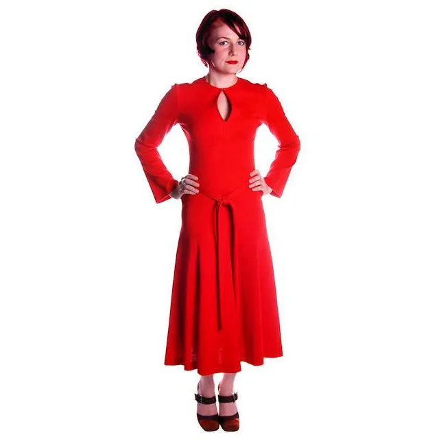 Vintage Red Wool Knit Dress Sibley Coffee LTD Small 1970s