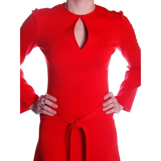 Vintage Red Wool Knit Dress Sibley Coffee LTD Small 1970s