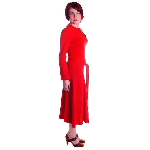 Vintage Red Wool Knit Dress Sibley Coffee LTD Small 1970s