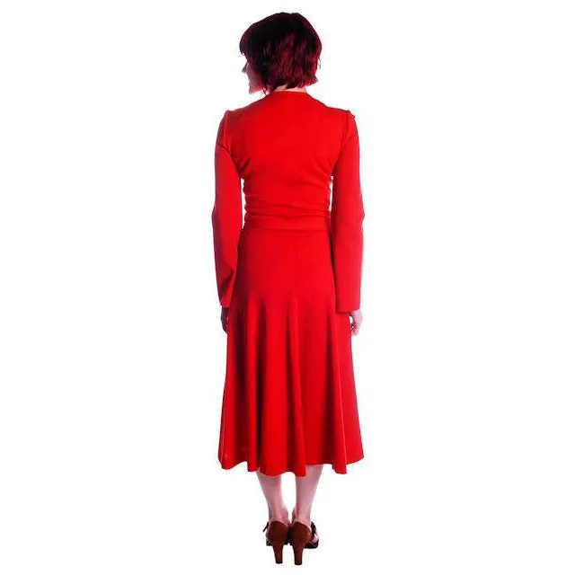 Vintage Red Wool Knit Dress Sibley Coffee LTD Small 1970s