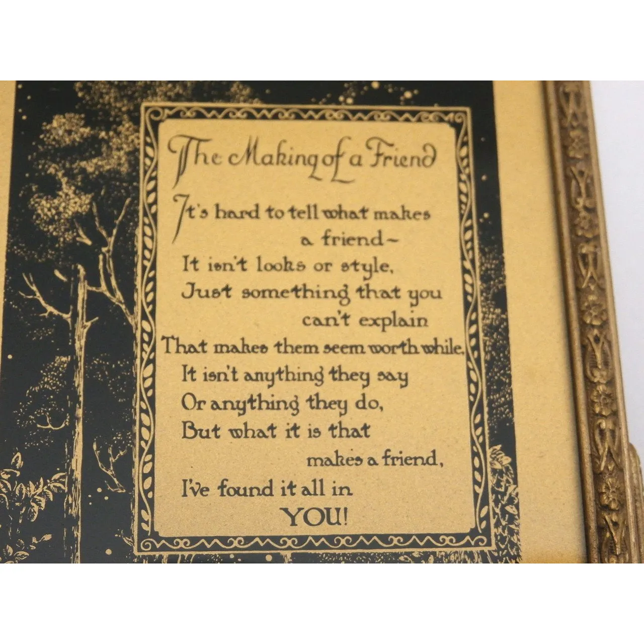 Vintage Reverse Painting on Glass " The Making of  a Friend" 1950s New in BOX
