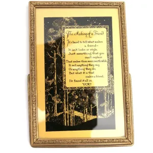 Vintage Reverse Painting on Glass " The Making of  a Friend" 1950s New in BOX