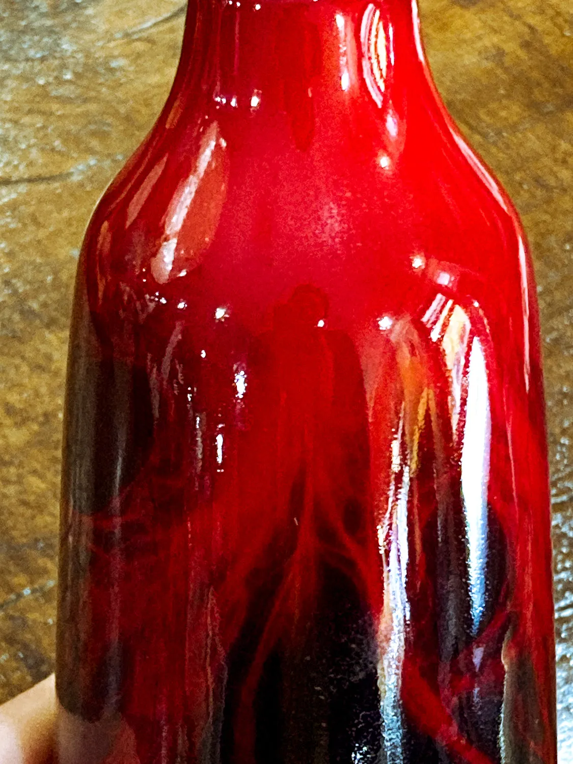 Vintage Royal Doulton Flambe Red Black Glazed 1614 Small Ceramic Vase