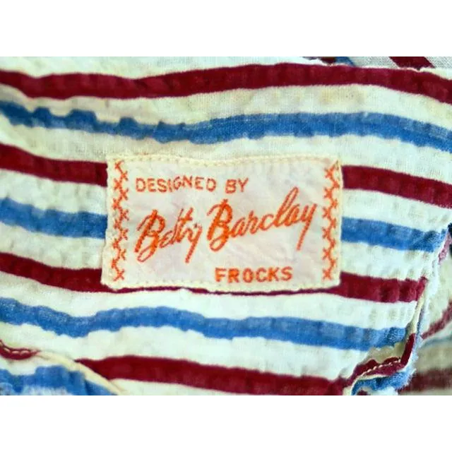 Vintage Seersucker Dress Striped For Costume Betty Barclay 1940s