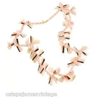 Vintage Signed Jewelry Les Bernard Necklace Huge Natural Pink Shells Wowsa