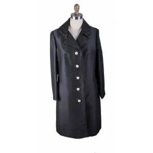 Vintage Silk/Wool Coat Womens Black 1960s Evening RHinestone Buttons Top Quality M/L