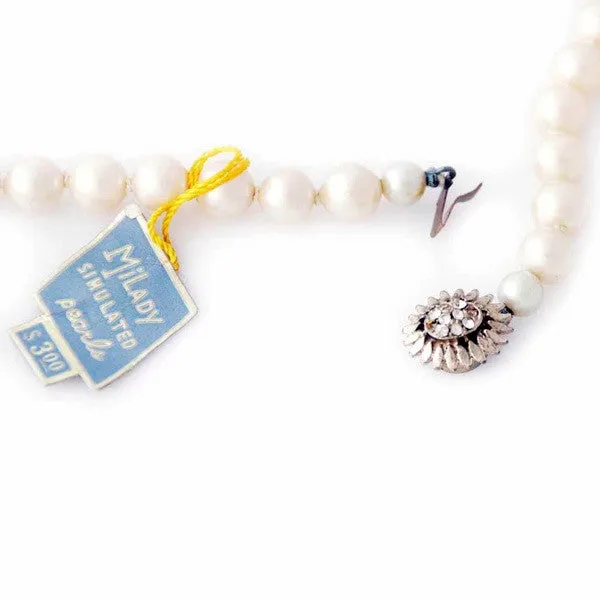 Vintage Simulated Pearls Milady 7 MM Single Strand 18" 1940S