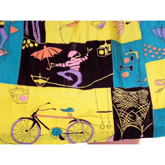 Vintage Skirt Kate Greenaway Circus Print 1940s Small