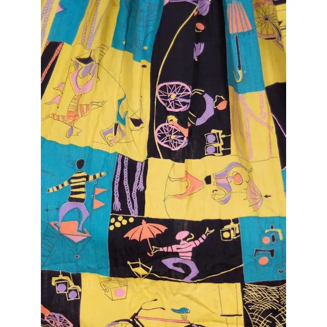 Vintage Skirt Kate Greenaway Circus Print 1940s Small