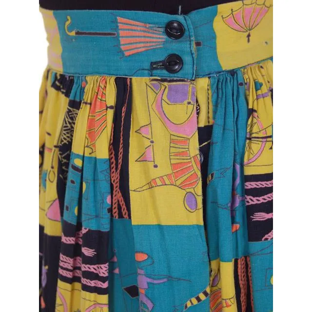 Vintage Skirt Kate Greenaway Circus Print 1940s Small