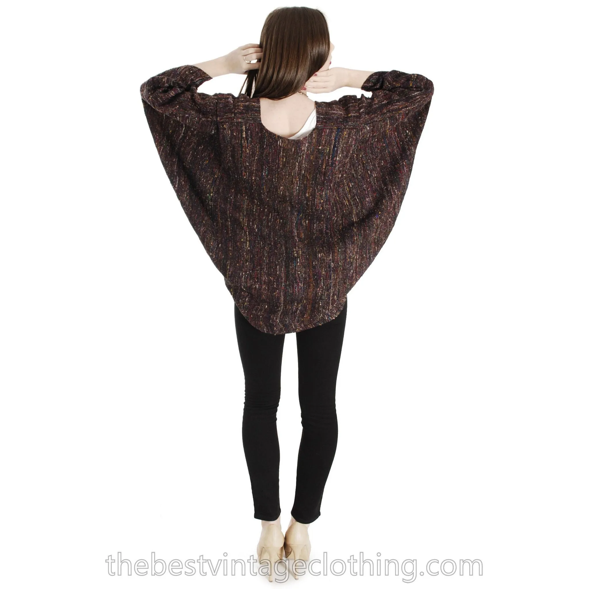 Vintage Stijfselkissie 1980S Cocoon Kimono Jacket Purple Tweed Silk Cotton  Marijke Benedict One Size