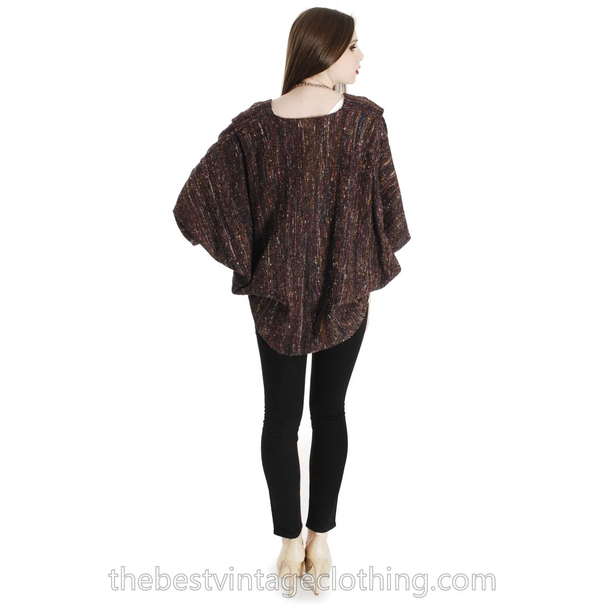 Vintage Stijfselkissie 1980S Cocoon Kimono Jacket Purple Tweed Silk Cotton  Marijke Benedict One Size