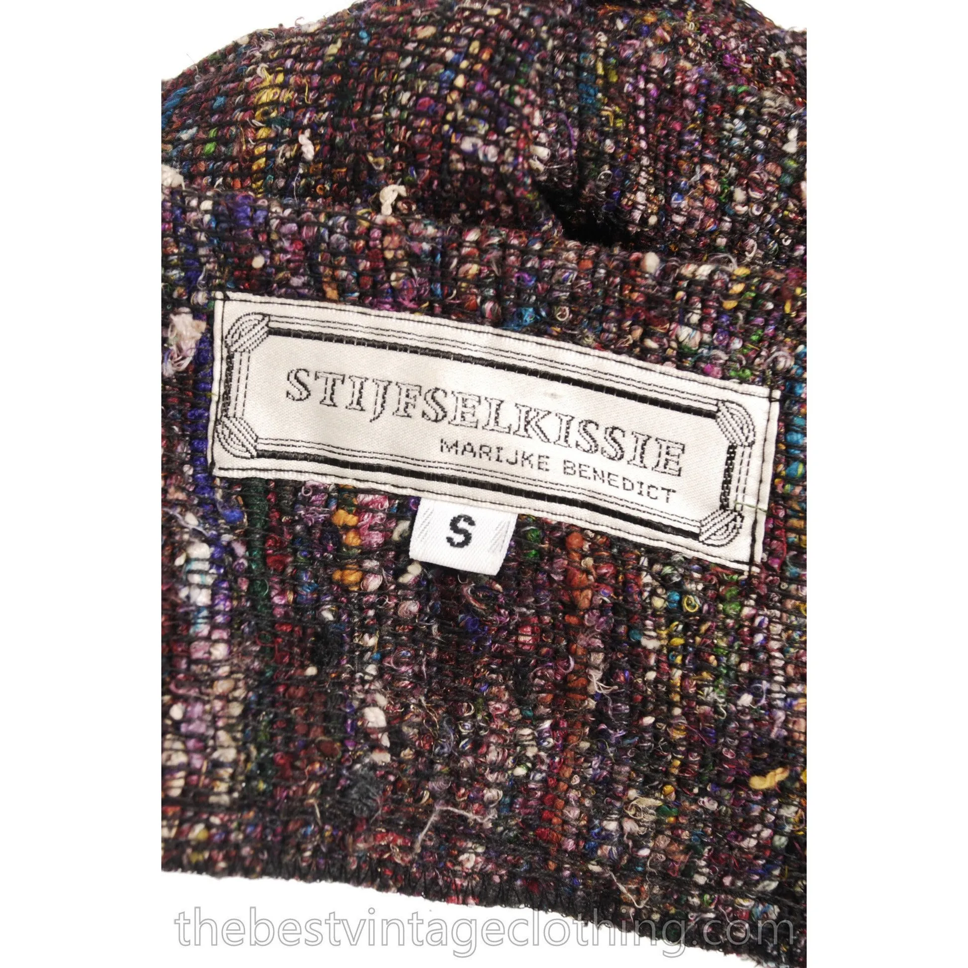 Vintage Stijfselkissie 1980S Cocoon Kimono Jacket Purple Tweed Silk Cotton  Marijke Benedict One Size