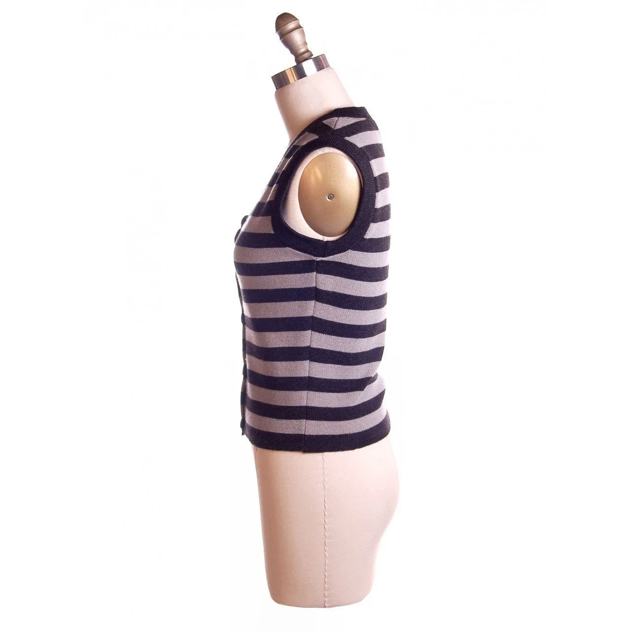 Vintage Striped Wool Vest 1950S Jeanine Gray/Black