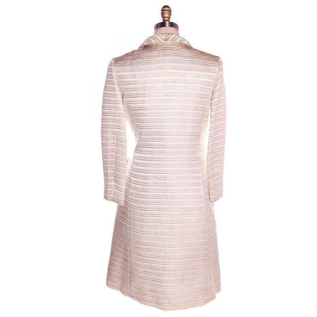 Vintage Suit/Dress &  Coat Gold/ SIlver Metallic Striped  1960s Size 8