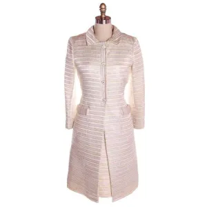 Vintage Suit/Dress &  Coat Gold/ SIlver Metallic Striped  1960s Size 8