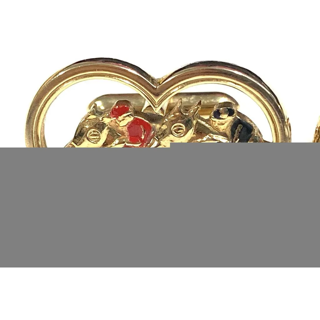 Vintage Swank Horse Cufflinks  Equestrian Horse Racing Jockeys Gold Tone