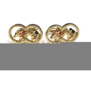 Vintage Swank Horse Cufflinks  Equestrian Horse Racing Jockeys Gold Tone