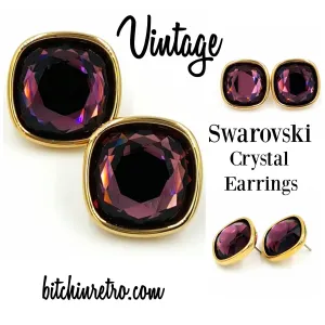 Vintage Swarovski Earrings with 3/4 Inch Faceted Crystals and Lots of Sparkle