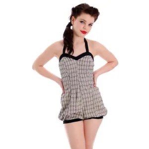 Vintage Swim Suit 1 PC Ladies Black Windowpane Bubble Bottom Sea Nymph 1940s 36