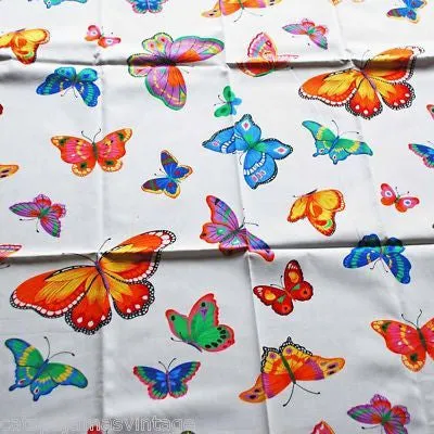 Vintage Textile Yardage Fabric Cranston Print Works Butterflies 44"W x 68"L