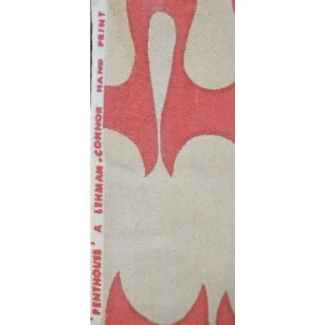 Vintage Textile Yardage Fabric "Penthouse" Lehman-Connor Hand Print 1970S