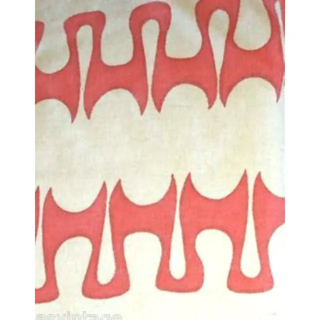 Vintage Textile Yardage Fabric "Penthouse" Lehman-Connor Hand Print 1970S