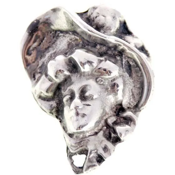 Vintage Unger Bros. Brooch & Earrings Lady in Hat Solid Sterling Silver/ Bale 20.4 grams