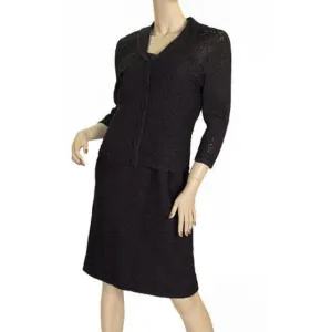 Vintage Vienna Model Wool  Soutache Suit Black 1950S 32-28-36
