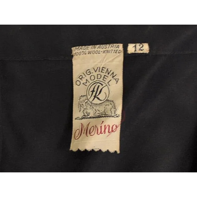 Vintage Vienna Model Wool  Soutache Suit Black 1950S 32-28-36
