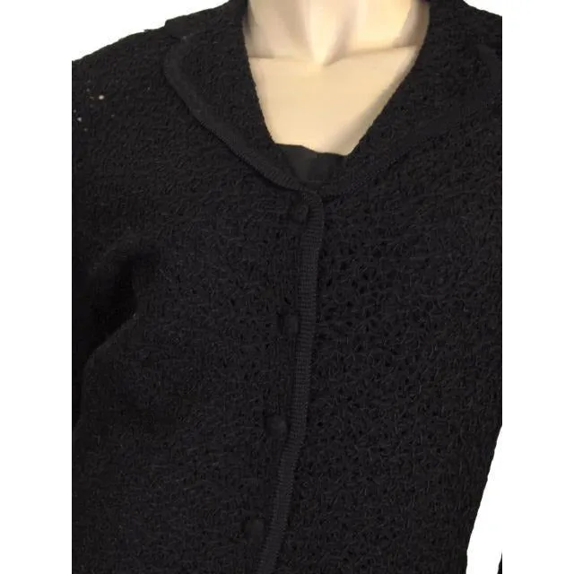 Vintage Vienna Model Wool  Soutache Suit Black 1950S 32-28-36