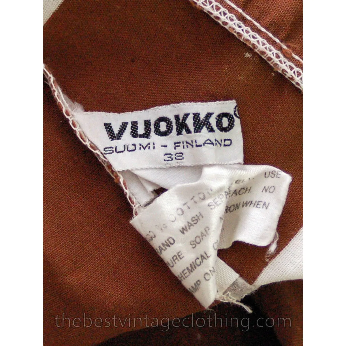 Vintage Vuokko Finnish Designer Shirt Tunic Brown & White Stripes Sz 38 Late 1960s