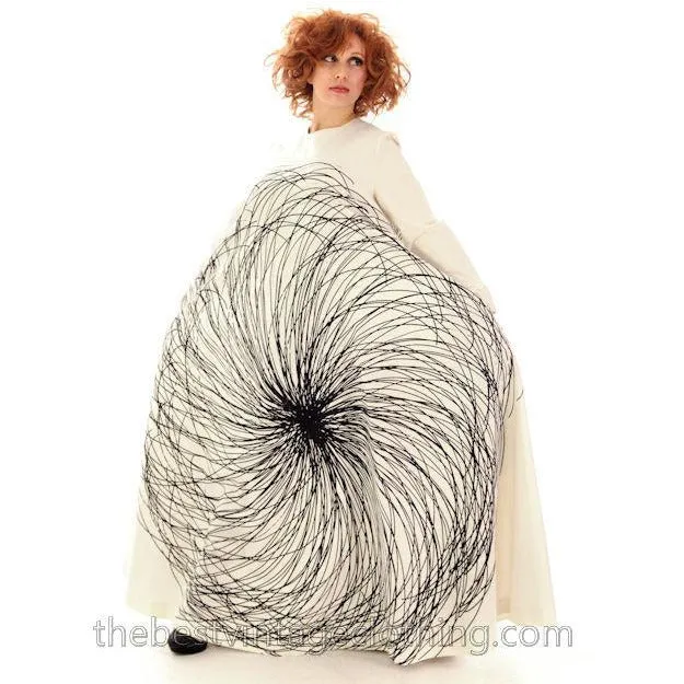 Vintage Vuokko Nurmesniemi Pyörre A-Line B & W Gown Cotton 1970s Bust 38