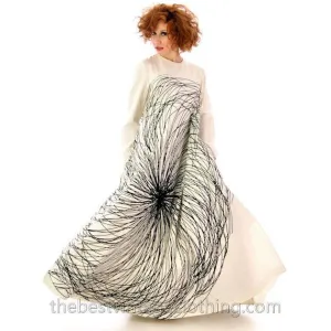 Vintage Vuokko Nurmesniemi Pyörre A-Line B & W Gown Cotton 1970s Bust 38