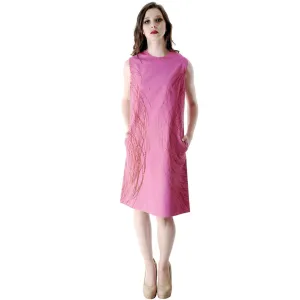 Vintage Vuokko Nurmesniemi Pyörre A-Line Pink Sheath Dress Cotton 1970s Bust 38