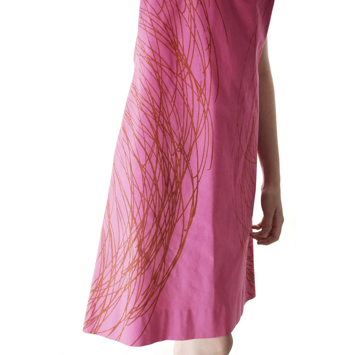 Vintage Vuokko Nurmesniemi Pyörre A-Line Pink Sheath Dress Cotton 1970s Bust 38