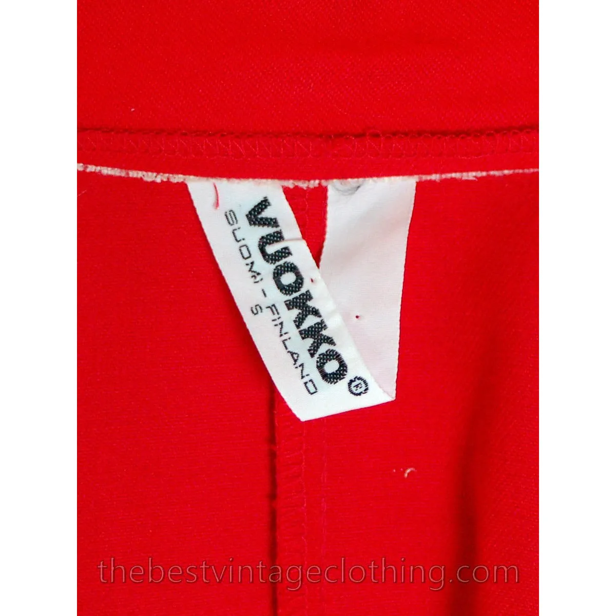 Vintage Vuokko Womens S/M 1970s Dress Red Fine Wool Voile Shirt Dress