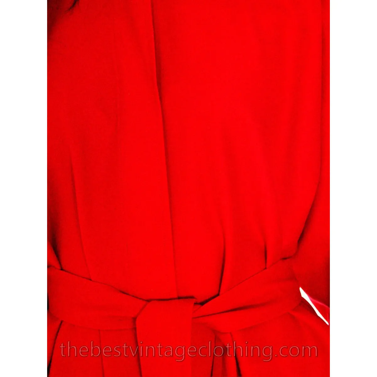 Vintage Vuokko Womens S/M 1970s Dress Red Fine Wool Voile Shirt Dress